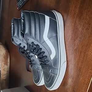 Black leather vans mens size 10